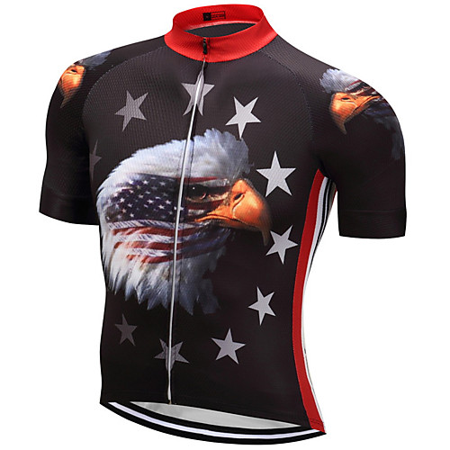 

21Grams American / USA Eagle National Flag Men's Short Sleeve Cycling Jersey - RedBlue Bike Top Quick Dry Moisture Wicking Breathable Sports Summer Terylene Mountain Bike MTB Road Bike Cycling