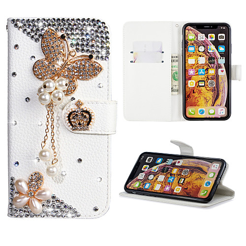 

Case For Samsung Galaxy J7 (2017) / J6 (2018) / J6 Plus Wallet / Card Holder / Rhinestone Full Body Cases Butterfly PU Leather
