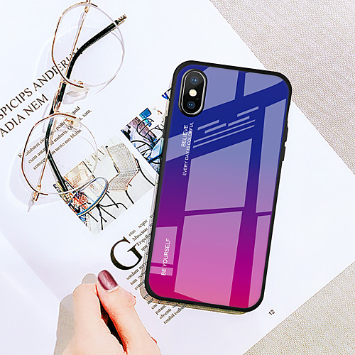 

Case For Apple iPhone XS / iPhone XR / iPhone XS Max Ultra-thin Back Cover Color Gradient Tempered Glass