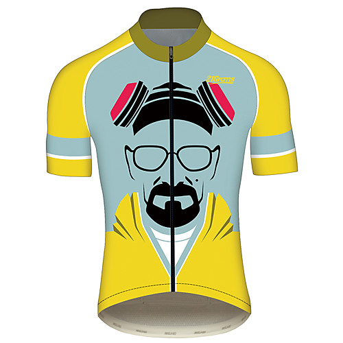 

21Grams Breaking Bad Wlater White Men's Short Sleeve Cycling Jersey - BlueYellow Bike Jersey Top Quick Dry Breathable Reflective Strips Sports Summer 100% Polyester Mountain Bike MTB Road Bike