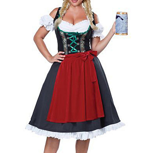 

Country Girl Dress Dirndl Trachtenkleider Women's Bavarian Vacation Dress Carnival Oktoberfest Beer Festival / Holiday Polyster Red Women's Easy Carnival Costumes / Apron