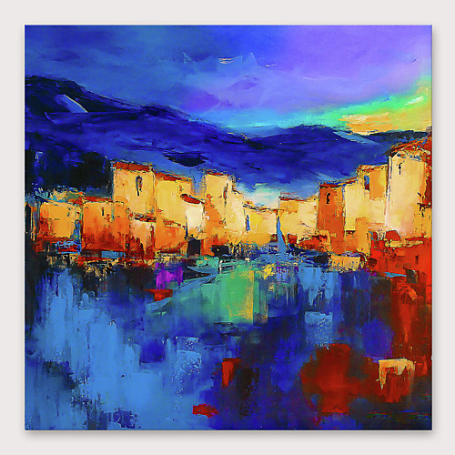 

Oil Painting Hand Painted Square Abstract Modern Stretched Canvas