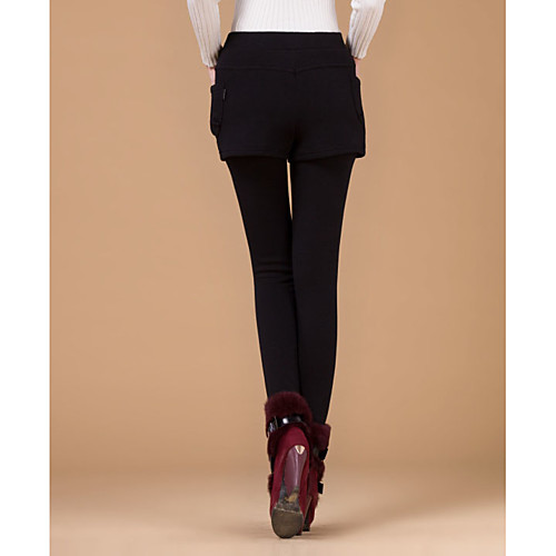 

Women's Fleece Lined Legging - Solid Colored, Layered Mid Waist Red Dark Gray Black M L XL / Winter