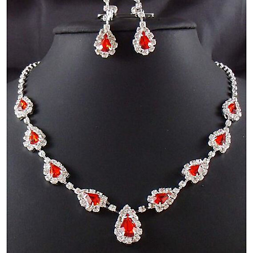 

Women's Drop Earrings Choker Necklace Pendant Necklace Classic Pear Stylish Unique Design Silver Plated Earrings Jewelry Red For Wedding Party Holiday 1 set / Bridal Jewelry Sets