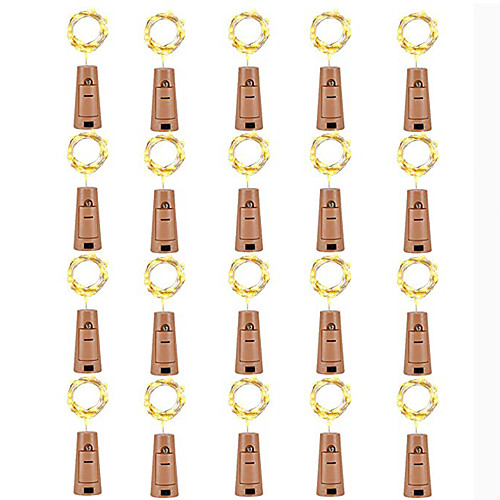 

Barisc Wine Bottle Lights with Cork 20 Packs LED Fairy Lights Battery 2M 20 LEDs Silver Copper Wire Waterproof