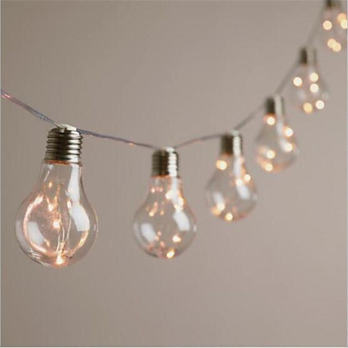 

LED Bulb String Lights Festoon Party Lights Outdoor Garland 4M 10 Bulbs Waterproof Fairy Lights for Wedding Events Lights Garden Bar Bistro Decor Lighting Warm White Lighting IP65 AA Battery Power