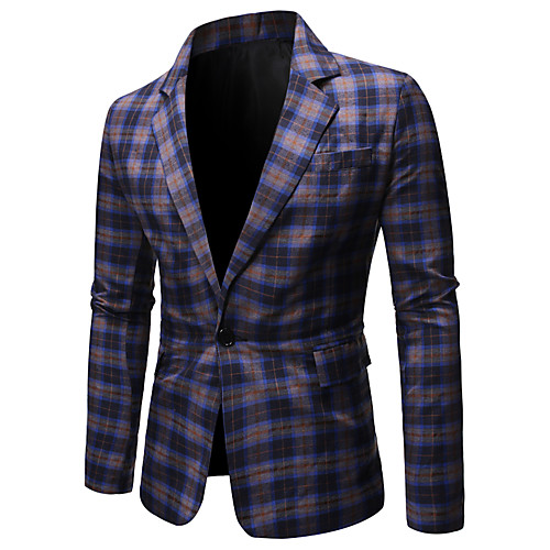 

Men's Blazer Regular Fit Polyester Men's Suit Blue / Red - Shawl Lapel
