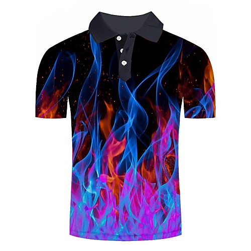 

Men's Golf Shirt Graphic 3D Plus Size Print Short Sleeve Daily Tops Basic Streetwear Shirt Collar Rainbow