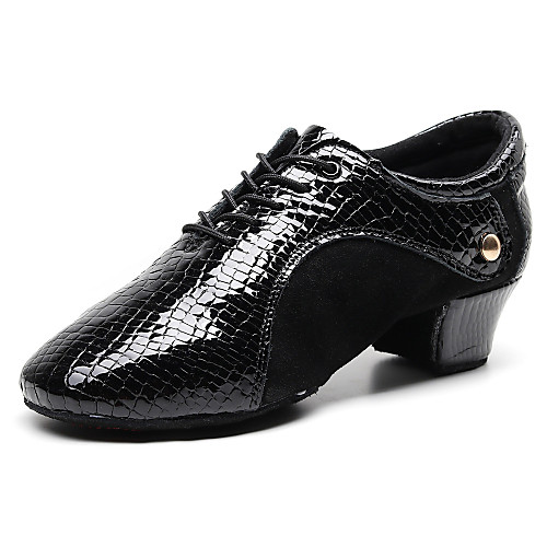 

Men's Jazz Shoes Oxford Sneaker Thick Heel Black Lace-up