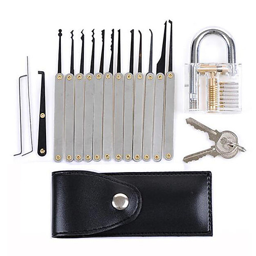 

DANIU Transparent Practice Padlock with 12pcs Unlocking Lock Picks Set Key Extractor Tools