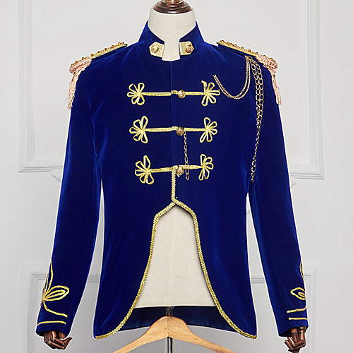 

Prince Royal Navy Aristocrat Vintage Medieval Coat Mess Jacket Men's Costume Blue Vintage Cosplay Party Halloween Long Sleeve