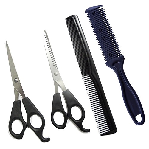 

Dog Pets Cleaning Plastic & Metal Scissor Comb Portable Pet Grooming Supplies Black 4 Pieces