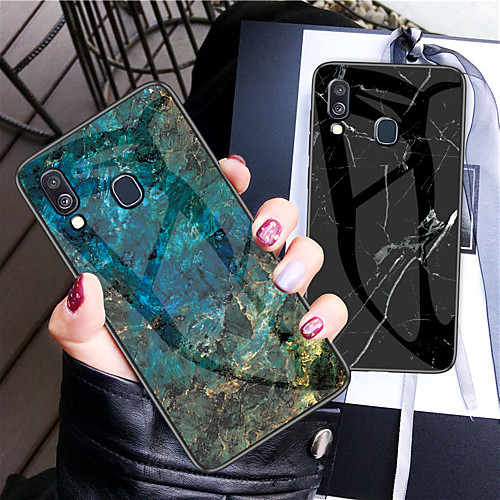 

Shockproof Marble Tempered Glass TPU Frame Case for Samsung Galaxy A40 A20e A8s