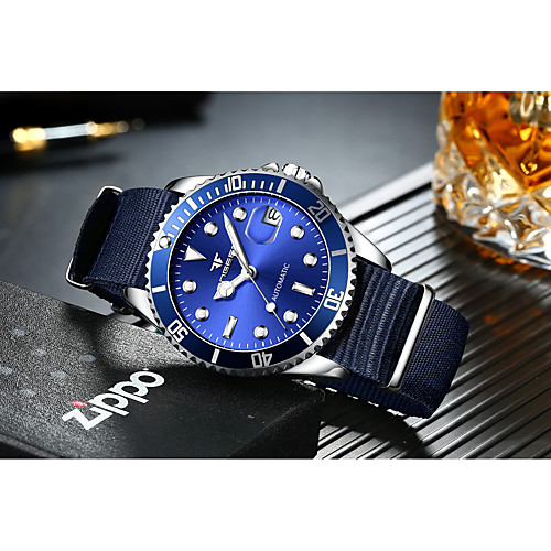 

Men's Mechanical Watch Automatic self-winding Formal Style Modern Style Nylon Black / Blue / Green 50 m Water Resistant / Waterproof Noctilucent Analog Luxury Fashion - Green Blue Black