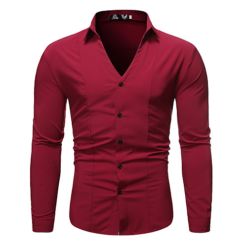 

Men's Shirt Solid Colored Long Sleeve Party Tops Elegant Streetwear White Black Red