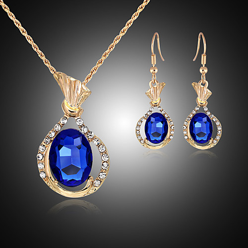 

Women's Drop Earrings Pendant Necklace Classic Stylish Unique Design Gold Plated Earrings Jewelry White / Blue For Daily Work 1 set