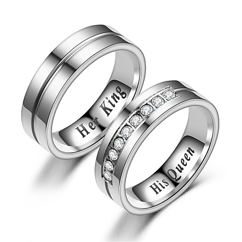 

Couple's Couple Rings Ring 1pc White Silver Stainless Steel Circular Basic Vintage Fashion Promise Jewelry Crown Cool