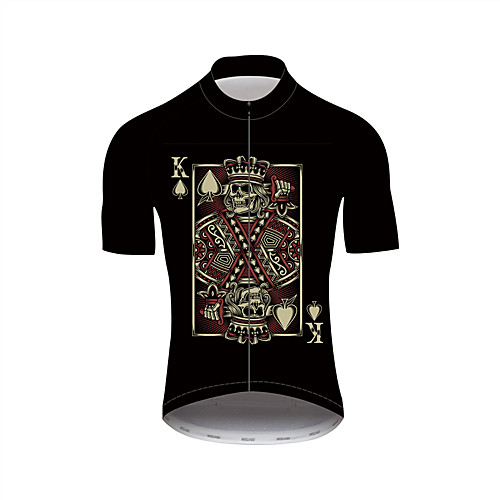 

21Grams Sugar Skull Skull Poker Men's Short Sleeve Cycling Jersey - Black Bike Jersey Top Quick Dry Moisture Wicking Breathable Sports Summer Nylon Polyster Mountain Bike MTB Road Bike Cycling