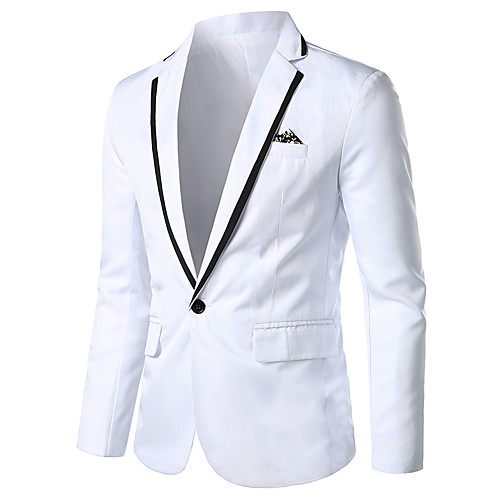 

Men's Blazer Blazer Solid Colored / Color Block Regular Fit Rayon / Polyester Men's Suit Blue / Yellow / Blushing Pink - Notch lapel collar