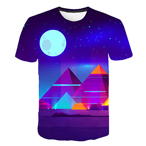 

Men's T shirt Graphic Color Block 3D Print Short Sleeve Club Tops Streetwear Exaggerated Rainbow
