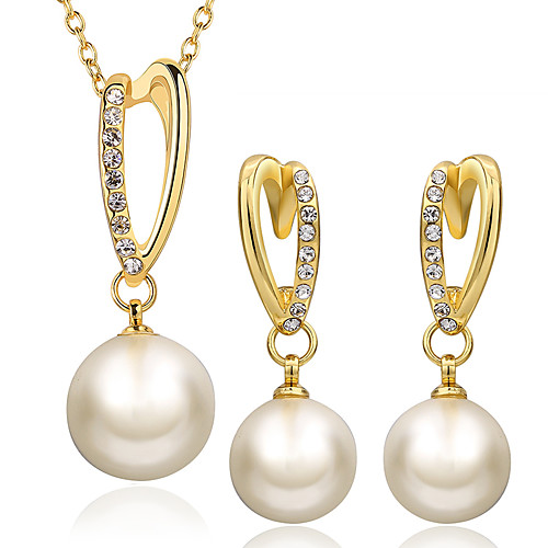 

Women's Jewelry Set Geometrical Precious Fashion Imitation Pearl Gold Plated Earrings Jewelry Gold For Christmas Wedding Halloween Party Evening Gift 1 set