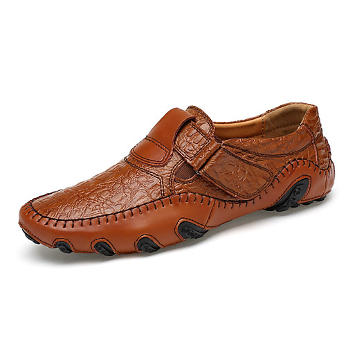 

Men's Fall / Spring & Summer Daily Outdoor Loafers & Slip-Ons Walking Shoes Cowhide Breathable Wear Proof Black / Brown