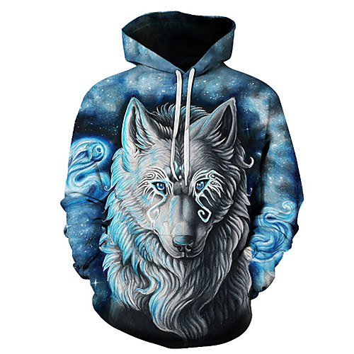 

Men's Plus Size Hoodie Geometric 3D Hooded Casual Streetwear Hoodies Sweatshirts Light Blue