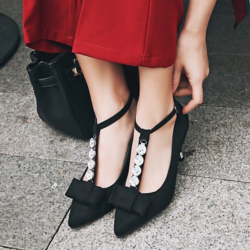 

Women's Wedding Shoes Stiletto Heel Pointed Toe Wedding Pumps Wedding Daily PU Synthetics Black Red