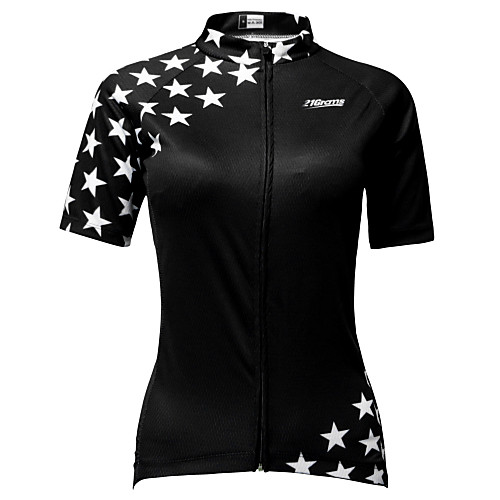 

21Grams Women's Short Sleeve Cycling Jersey Summer BlackWhite Star USA Bike Jersey Top Mountain Bike MTB Quick Dry Moisture Wicking Breathable Sports Clothing Apparel / Micro-elastic / Athleisure