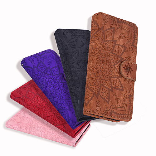 

Case For Samsung Galaxy A6 (2018) / A6 (2018) / A8 2018 Card Holder / Flip / Embossed Full Body Cases Solid Colored / Flower PU Leather