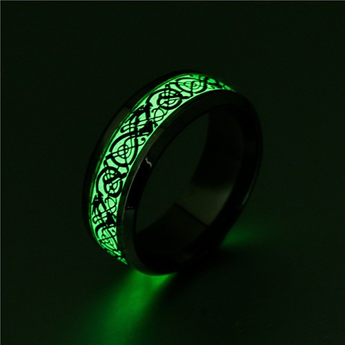 

Men's Women's Ring Luminous Stone 1pc Gold Black Silver Stainless Steel Circular Vintage Basic Fashion Gift Jewelry Cool