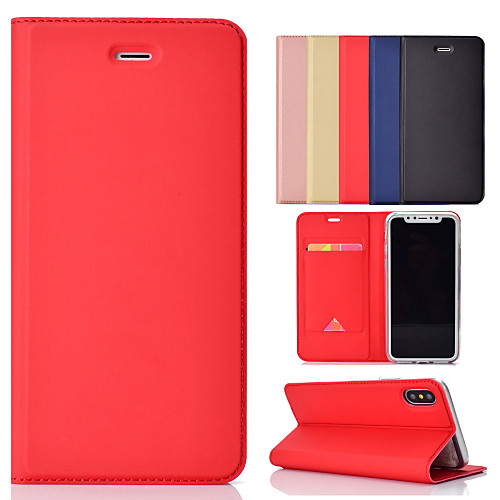 

Case For Apple iPhone XS / iPhone XR / iPhone XS Max/7 8plus/6splus/6s Wallet / Card Holder / with Stand Full Body Cases Solid Colored PU Leather