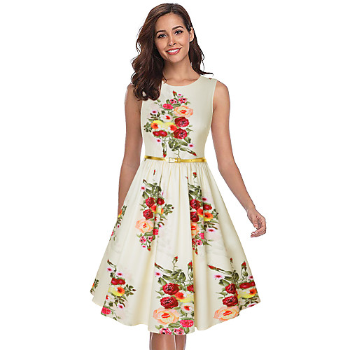 

Elegant Vacation Dress Dress Prom Dress Women's Spandex Costume Beige Vintage Cosplay 3/4-Length Sleeve