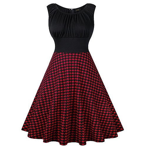 

Vintage Inspired Vacation Dress Dress Prom Dress Women's Spandex Costume Black / Wine Vintage Cosplay 3/4-Length Sleeve