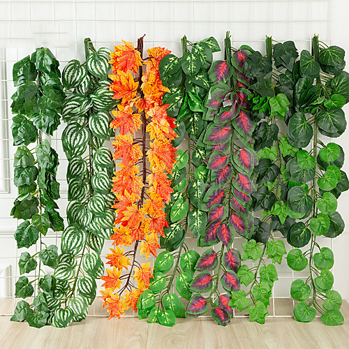 

6Pc Simulation Fake Flower Rattan Ceiling Green Vine Engineering Decoration Rattan Top Cabinet Ceiling Dining Room Living Room Decoration Flower Green Plant
