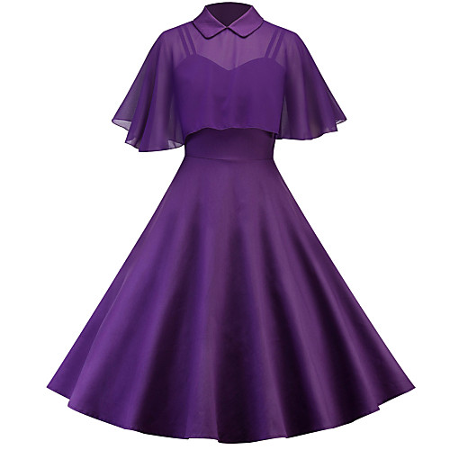 

Audrey Hepburn Dresses Retro Vintage 1950s Vacation Dress Dress Masquerade A-Line Dress Tea Dress Women's Tulle Costume Black / Purple / Wine Vintage Cosplay Party