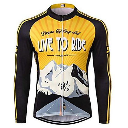 

21Grams Men's Long Sleeve Cycling Jersey Winter Summer Spandex Polyester Black / Yellow Retro Bike Jersey Top Mountain Bike MTB Road Bike Cycling UV Resistant Quick Dry Moisture Wicking Sports