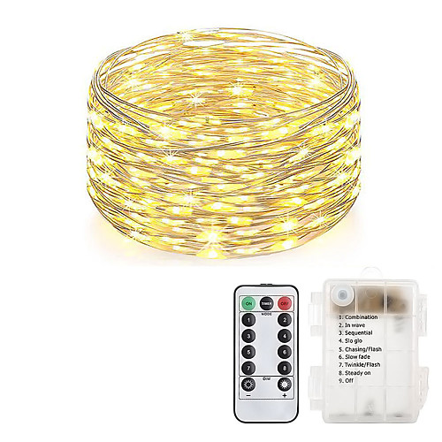 

LOENDE Fairy Lights 10M 100 LED Battery Operated with Remote Control Timer Waterproof Copper Wire Twinkle String Lights for Bedroom Indoor Outdoor Wedding Dorm Decor