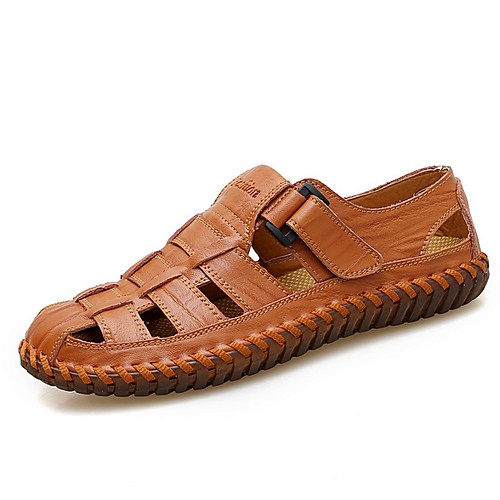 

Men's Sandals Leather Shoes Daily Leather Black Yellow Brown Summer
