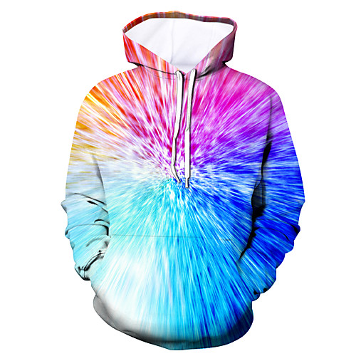 

Men's Plus Size Hoodie Rainbow Color Block Hooded Active Casual Hoodies Sweatshirts Rainbow