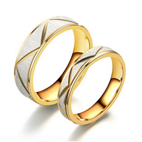 

Couple's Couple Rings Ring 2pcs Gold Stainless Steel Titanium Steel Circular Basic Fashion Gift Daily Jewelry Cool