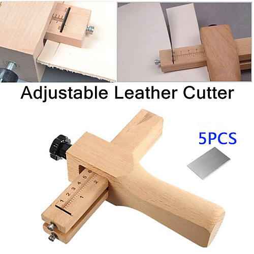 

adjustable leather strap cutter leathercraft strip belt diy hand cutting wooden strip cutter with 5 blades leather tools