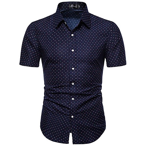 

Men's Shirt Geometric Print Short Sleeve Daily Tops Streetwear Navy Blue