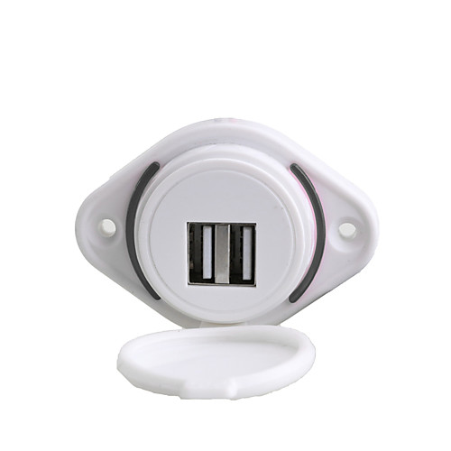 

5V 3.1A new design dustproof and waterproof dual usb port car charger slide cover white panel