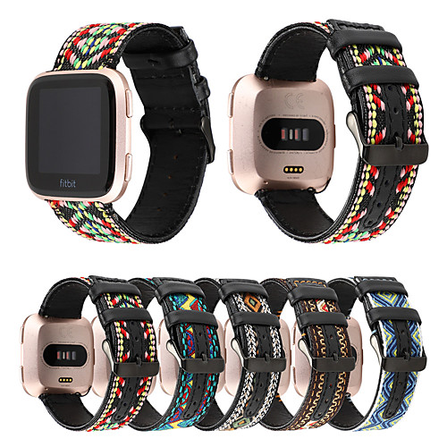 

Watch Band for Fitbit Versa Fitbit Classic Buckle Nylon / Genuine Leather Wrist Strap