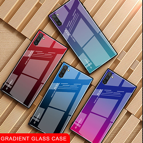 

Phone Case For Samsung Galaxy Back Cover Note 10 Note 10 Shockproof Ultra-thin Color Gradient Tempered Glass