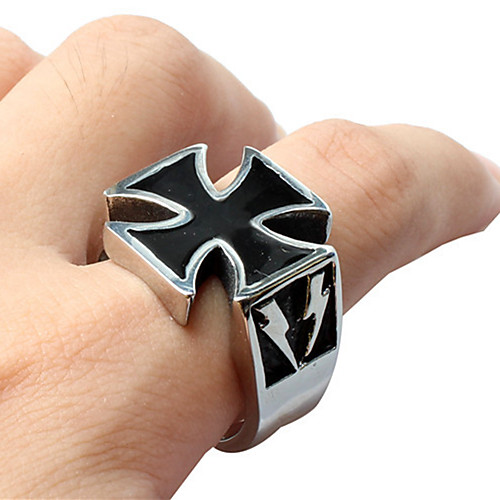 

Men's Band Ring Ring 1pc Silver Titanium Steel Circular Vintage Basic Fashion Daily Jewelry Cross Cool