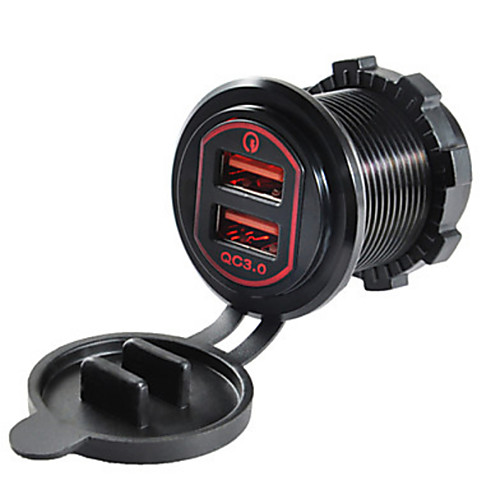 

5V QC3.0 Car Charger Dual USB Ports Aluminium Alloy Output Voltage for Truck Car Motorcycle SUV