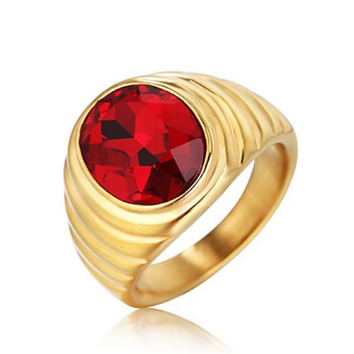 

Men's Ring 1pc Red Green Blue Titanium Steel Circular Vintage Basic Fashion Daily Jewelry