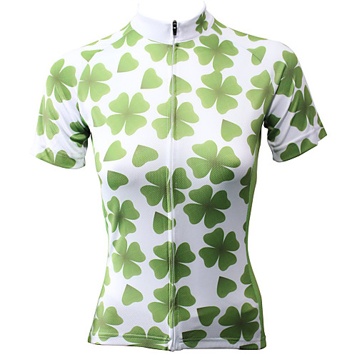 

21Grams Ireland Shamrock Women's Short Sleeve Cycling Jersey - Green Bike Jersey Top Quick Dry Moisture Wicking Breathable Sports Summer Terylene Mountain Bike MTB Road Bike Cycling Clothing Apparel